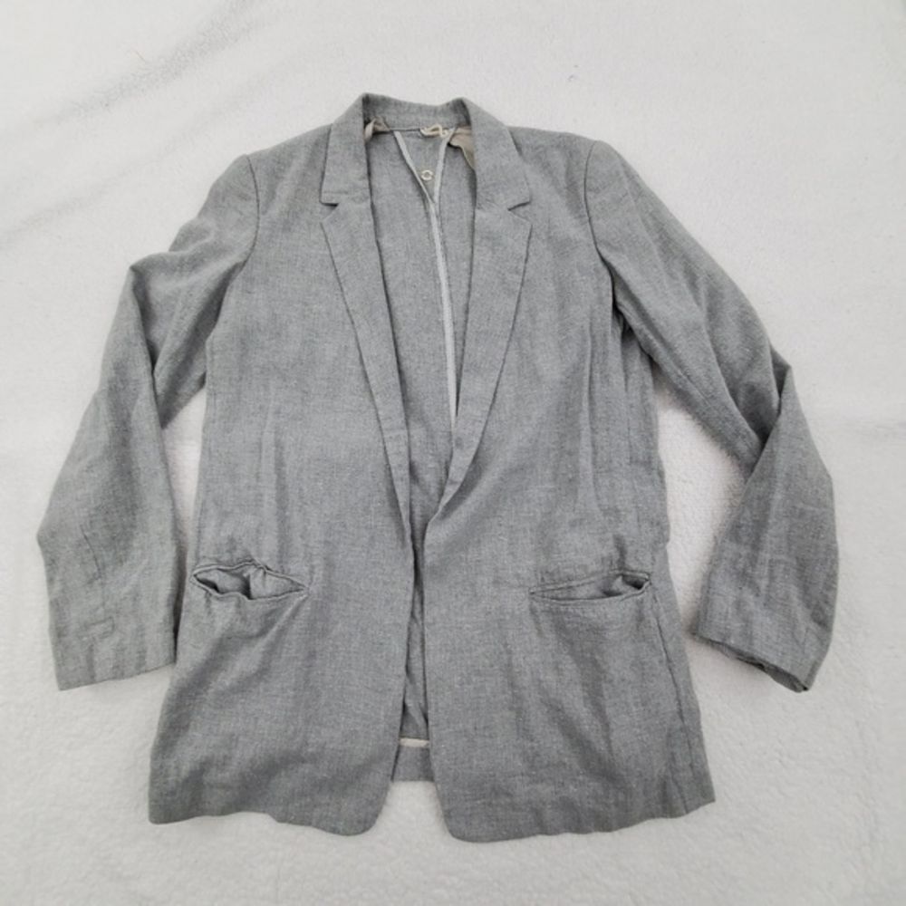 Massimo Dutti Blazer 4 Silk Gray Open‎ Front Work C